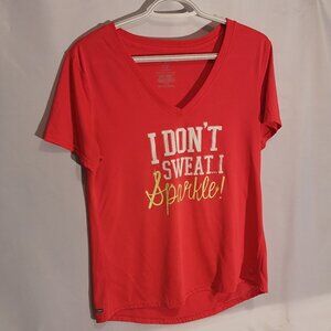 Danskin Ladies Size Medium (8-10) Orange Novelty Short Sleeve T-shirt